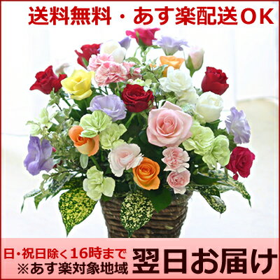 バラ15本と季節の花のフラワーアレンジメント(アレンジメントフラワー) 誕生日に薔薇をプレ…...:hanakikyo:10000146
