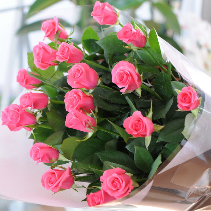 【送料無料】ピンクのバラの花束（ブーケ）　【プレゼント花ギフト】10本【フラワーギフトエーデルワイス花の贈り物】【花キューピット加盟店】誕生日プレゼントピンクのバラの花束です。【花キューピット加盟店】誕生日プレゼント
