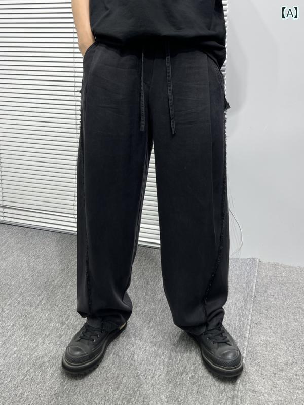 夏 ストレート パンツ レディース メンズ ファッション ドレープ ゆったり カジュアル レトロ ワイド レッグ 軽量 ボトムス