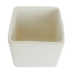 白い陶器鉢 キューブ M　直径:約13cm　（9004220）