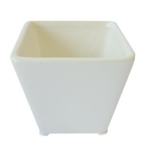白い陶器鉢 スクエアS　直径:約8cm 底径:約6cm 高さ:約7．5cm　（9004149）