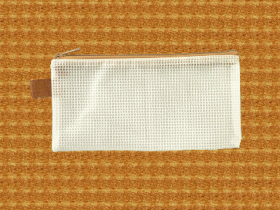 メッシュケース　ペンケースサイズ （約）20cm×10cm　ブラウン　　筆箱　（1666371）