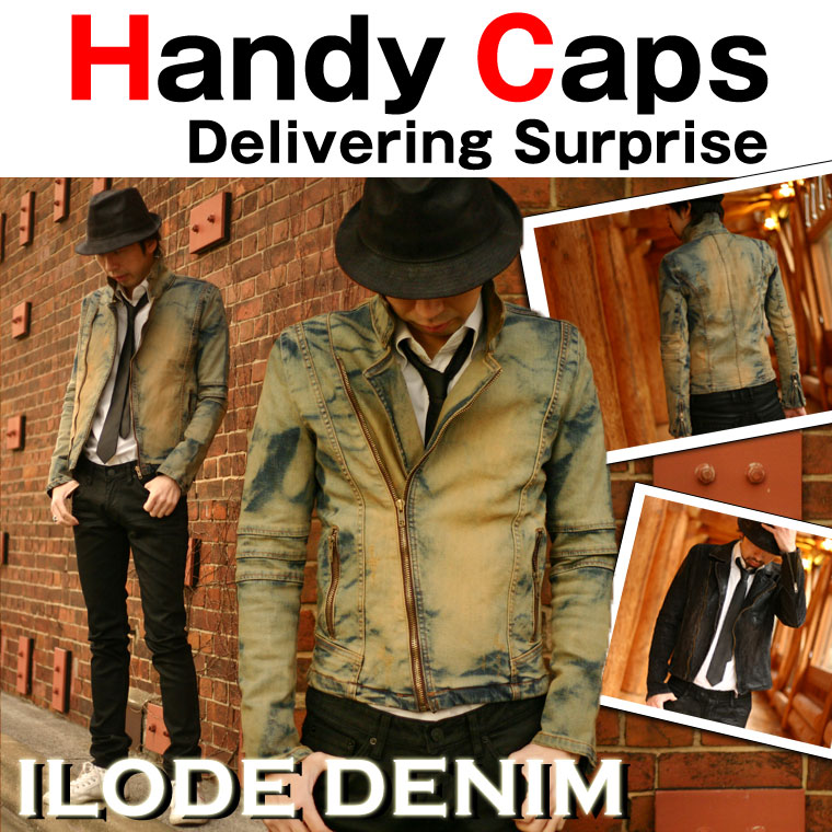 期間限定 セール 3周年記念価格★『2012春爛漫』★【ILODE DENIM】新作★メンズおしゃれデニムジャケット ダブルライダースジャケット Gジャン ショート丈 2カラー M L スリム アウター ワーク キレイ ダメージ ショート丈 激安 セール