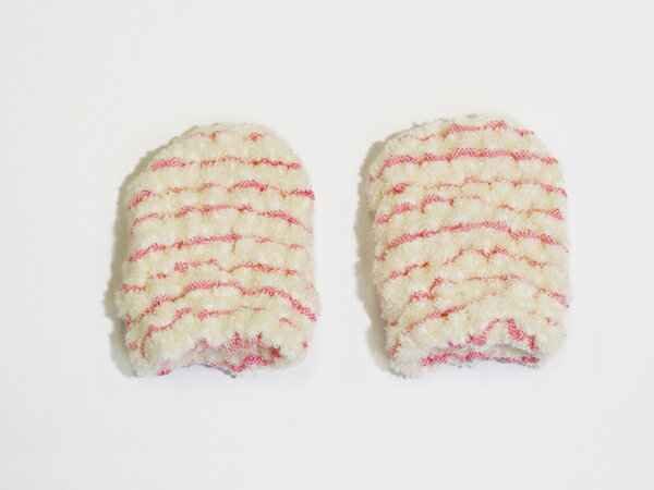 ベビーモコモコボーダータオルミトン (ハネル糸/オゾン漂白)・BABY MOCOMOCO Boder Towel Mitten