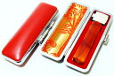 【送料無料】 印鑑・はんこ/琥珀樹脂印鑑 【10.5mm】高級牛皮印鑑ケース(赤)付実印|銀行印|認印|個人印鑑|ハンコ|就職祝い|祝い|ギフト|印鑑セット