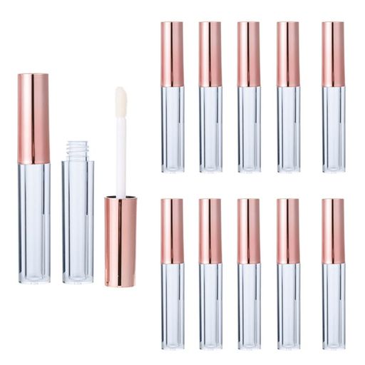 10本セットリップクリーム4ml<strong>リップグロス容器</strong>口紅チューブ詰め替えチューブ口紅容器おしゃれ持ち運び便利透明空管DIY手作り小分けボトル(ローズゴールド)