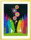 絵画インテリア 欧風 花の絵「願い」■Mサイズ・ポエム付■かわいい絵画 家に飾る絵画 壁掛け 部屋 おしゃれな絵 可愛い虹の絵 花 アートポスター 北欧 額付き ウサギ 壁飾りインテリアアート 成長 額絵 癒される絵 人気 開店祝い 開業祝い 画家 絵通販 絵販売 KAIGA