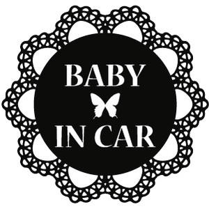 【ゴシック・姫系】レース＆バタフライデザインBABY IN CARステッカー