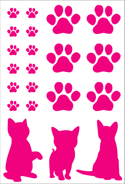 シール 猫 肉球 ステッカー セット （面付け全体寸法タテ29.7cm×ヨコ21cm）おしゃれ かわいい 防水 車 バイク ヘルメット スーツケース スノーボード サーフボード スケートボード 子猫 傷隠し キズ消し 楽天 通販【メール便限定 送料無料 】