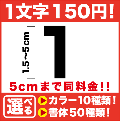 一文字から買える カッティング 数字 シール 5cmまで同料金！ 1,5cm〜5cm 数字…...:haru-sign:10002288