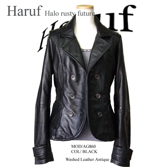 レザージャケット レディース ライダースジャケット ラムレザー レザーピーコート 革ジャン…...:haruf-leather:10000207