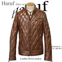 ホースレザー使用 ダウンジャケット ダウンコート メンズ 本革 レザーダウンジャケット レザーダウンコート シングル 皮ジャン キルトダウンジャケット ブルゾン 大きいサイズ メンズアウター ブラウン 茶色 S/M/L/LL/3L 秋冬 父の日 LU1PBR