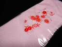 七五三刺繍半衿【子供半襟】【ピンク地・赤・金・白刺繍】【梅花】【正絹】【7才】【3歳】【3才】【七五三】【メール便対応】