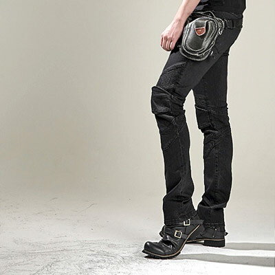 【uglyBROS】MOTOPANTS FEATHERBED Men's ストレッチデニム プロテクション バイカージーンズ BLACKカラー