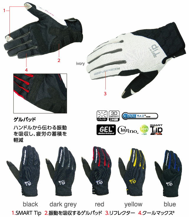 【KOMINE】【コミネ】GK-122 Stretch M-Gloves LUCE ストレッチメッシュグローブ ルーチェ【06-122】【取寄品】【2012SS】