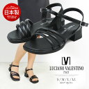日本製 LUCIANO VALENTINO ITALY コンフォートサンダル レディース 歩きやすい ストラップ 黒 オフィスサンダル 疲れない 美脚 かわいい サンダル レディース ヒール 人気 109-3650