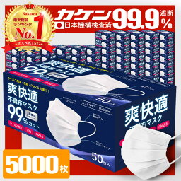 ＼5/10まで限定価格！／【VFE/PFE/BFE99% 耳が痛くならない <strong>不織布マスク</strong> 】 マスク 不織布 <strong>5000枚</strong> 50枚×100箱 <strong>不織布マスク</strong> カラー 立体 オメガプリーツ 日本 企画 大人 やわらか 秋 包装 爽快適送料無料 子供