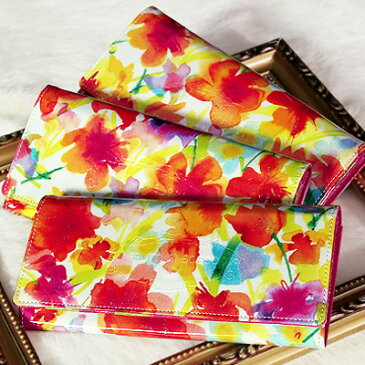 【FRUTTI】ひとめ惚れ続出♪ 水彩画のようなレザーで仕立てるALBA Sereno(アルバ セレーノ) 長財布 花柄 フルッティ