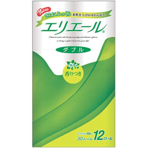 エリエール　トイレットペーパー12ロール　ダブル　パルプ100%　