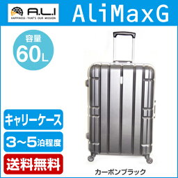 【★エントリーでポイント最大29倍！G会員様以上限定開催中！】 【アジア・ラゲージ】 AliMaxG ハードキャリーケース 60L カーボンブラック AliMax‐D240 3〜5泊程度の旅行に最適