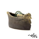 【送料無料】【信楽焼】へちもん 鳳凰 タタラ花器かやり (通し棒付)