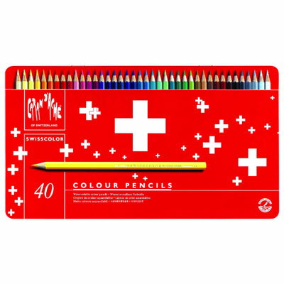 【メール便不可】カランダッシュ スイスカラー色鉛筆40色セット1285-740“スイス国旗を配したお洒落なデザイン”