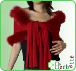 シルク＆カシミヤフォックストリミング真っ赤なストール