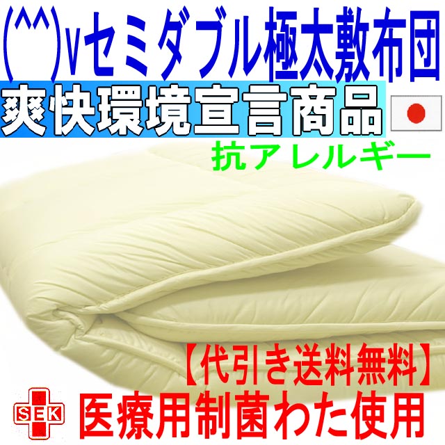 特定医療用途！(^^)vアレルギーの方に 【制菌敷布団】セミダブルサイズNANOウォシュシグマΣ多層式極太敷き布団(送料代引無料)【HLS_DU】