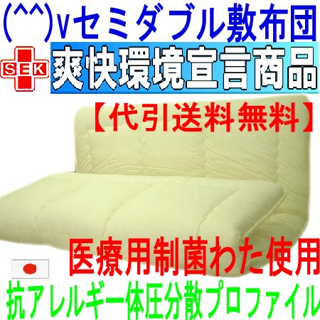 特定医療用途 体が浮いているような敷き布団！(^^)vアレルギーの方に 【制菌】セミダブルサイズNANOシグマΣムアツ体圧分散敷布団(代引送料無料)【HLS_DU】