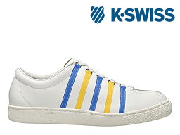 残り25.0 29.0センチ【日本製】ケースイス スニーカー クラシック66 ジャパン レザー ブルー/イエロー K-SWISS CLASSIC 66 JAPAN UNIV WHITE/BLUE/YELLOW (MADE IN JAPAN) 白 青 黄 ホワイト ローカット メンズ テニス シューズ 限定 88 36100800