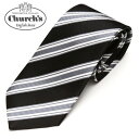 Church's チャーチ メンズ ストライプ柄シルクネクタイ サイズ剣幅8cm ecc16w025 011386-01:ブラック