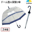 【2本組】肩が濡れにくい 透明ビニール傘 65cm×8本骨 【LIEBEN-0632】 雨傘/透明傘/男女兼用/メンズ/レディース/バードケージ/まとめ買い naga