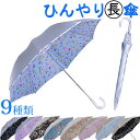 【UVカット率99% 15分後に8℃以上の差　遮熱】UV晴雨兼用コンパクト長傘　シルバー／花柄　50cm　＜ひんやり傘＞　日がさ