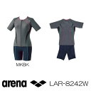 アリーナ ARENA レディース フィットネス水着 大きめカラースナップ付き袖付きセパレーツ(差し込みフィットパッド) ダブルエステル LAR-8242W-HK