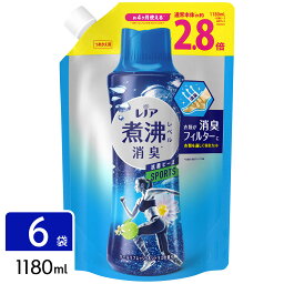 P&G <strong>レノア</strong> 超消臭 煮沸レベル消臭 <strong>抗菌ビーズ</strong> スポーツ <strong>クール</strong>リフレッシュ＆シトラス <strong>詰め替え</strong> <strong>超特大</strong> <strong>1180ml</strong>×6袋 4987176179159