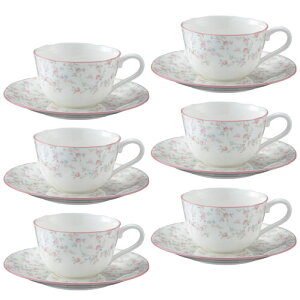 Noritake (ノリタケ) キューティーローズ ティー・コーヒーカップ&ソーサー 6客セット 【あす楽_土曜営業】【あす楽_日曜営業】【ギフト 出産内祝 結婚内祝 引出物 景品】