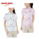 マリ クレール marie claire ゴルフ ポロシャツ レディース シャドー花柄半袖シャツ 717-608