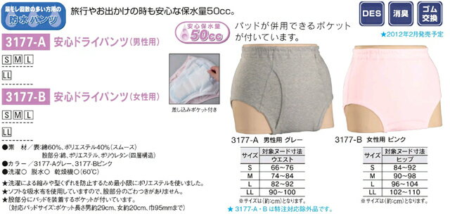 エンゼル製安心ドライパンツ男性用 サイズLL●商品は、画像の3177-Aとなります。