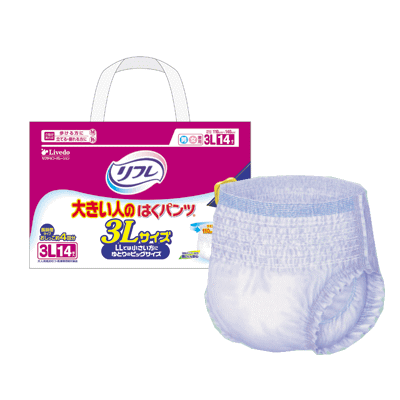 送料無料！ケース購入が超お得！リフレ(Livedo)大きい人のはくパンツ3Lサイズ (14枚入×4袋)[介護用品][大人用紙おむつ]〔紙おむつ・大人用おむつ〕【介護用品】LLでは小さいと感じられる方に。