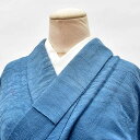 色無地 着物 化繊 地紋入り 単衣 草花文様 裄62cm 青系 裄Sサイズ 身丈SSサイズ ii3922c【福】【中古】【着物ひととき】 セール