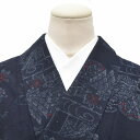 紬 着物 リサイクル着物 リサイクル 真綿紬 正絹 【中古】 つむぎ 特選 草花文様 躾糸付 裄64cm 黒系 裄Mサイズ 身丈Mサイズ ii3864b05 セール
