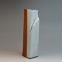 萩焼 萩陶苑 白釉面取花生 透作 木箱 約φ6.0×6.0×H25.0cm 【焼き物/陶器/62083】