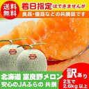 送料無料 メロン■訳あり■北海道産 メロン 富良野メロン(共撰 2玉入 2.6kg以上)【~9月中旬頃】【ふらのメロン 共撰品 JAふらの 富良野産 自宅用 まとめ買い】