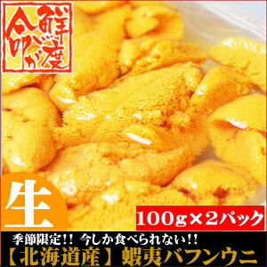 【送料無料/場外市場直送】 厳選 北海道産 塩水生エゾバフンウニ 100g入り×2 【うに/ウニ/海栗/生うに/生ウニ/塩水うに/バフンウニ/北海道お土産/北海道/北海道産/ギフト/贈り物/お祝い/内祝い】【マラソン201207_生活】