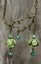    WG[EANZT[ KXWGuYv[NlbNXBe[WO[glass jewels bronzo collana lampwork autunnale vintage perle verde n005