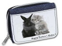 【送料無料】猫 ネコ キャット バッグ 小物 パーソナライズウサギレディースデニムクリスマスpersonalised rabbitcat girlsladies denim purse wallet christmas gift idea