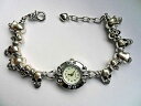 【送料無料】腕時計 ウォッチハンドメイドブレスレットウォッチ handmade charm bracelet quartz watch with skull charms 195cm