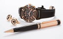 【送料無料】腕時計 ウォッチスイスブラックローズ#ペンカフリンクスspecialedition swissmade schwarz ros uhr kugelschreiber manschettenknpfe