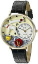 【送料無料】ブルドッグカラーブラックレザーwhimsical watches bulldog, colore nero, in pelle e goldtoneorologio p1t