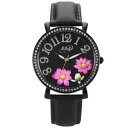 【送料無料】ブラックウォッチミニチュアorologio donna didof df3020c flowers nero cristalli 3d miniature fiori 50